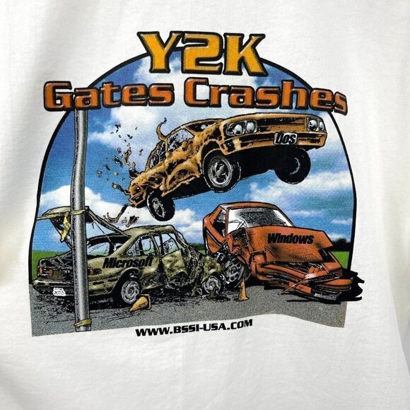 Vintage Y2K Balzout Gates Crashes DOS VS. MS Windows Humor Funny Shirt